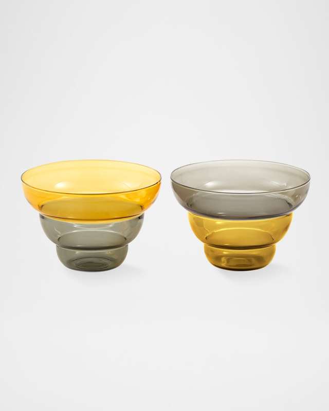 Bicolor Glass Snack Bowls, Set of 2